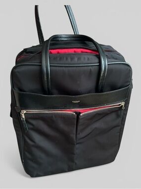 Knomo London Burlington Wheeled Travel Laptop Bag black with red interior